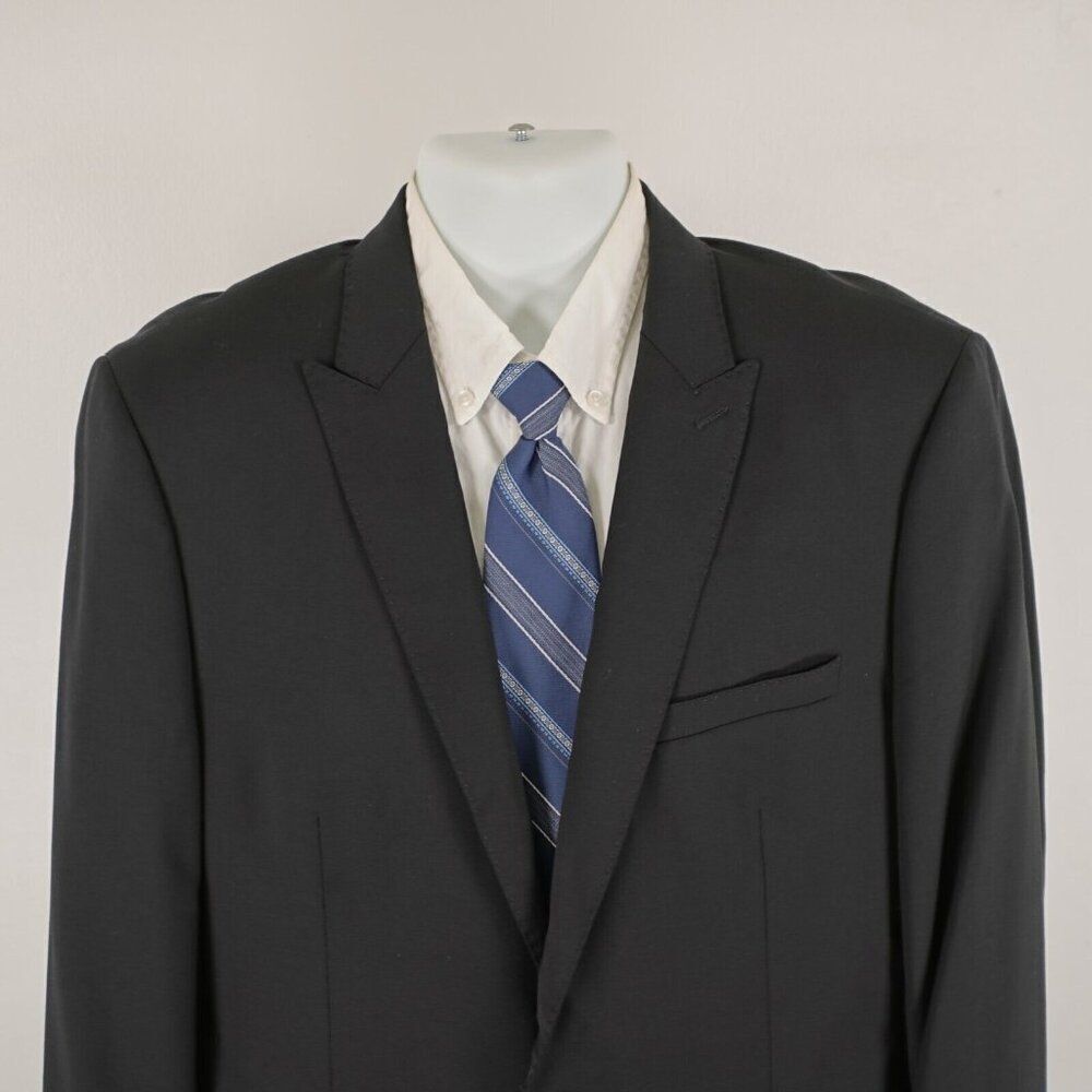 Calvin Klein Black Wool Peak Label‎ 2 Button Blazer / Suit Jacket 40R Tagged 44L